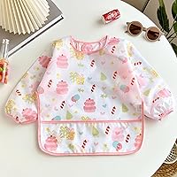 Vista 5 de PandaEar Paquete de 3 baberos de manga larga Babero impermeable de manga completa para bebés de 6 a 36 meses