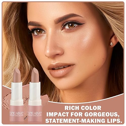 Miniatura 7 de CAHIUYOA Juego de 2 lápices labiales mate color nude, terciopelo mate, brillo de labios nude, de larga duración, suave, mate, maquillaje, regalos