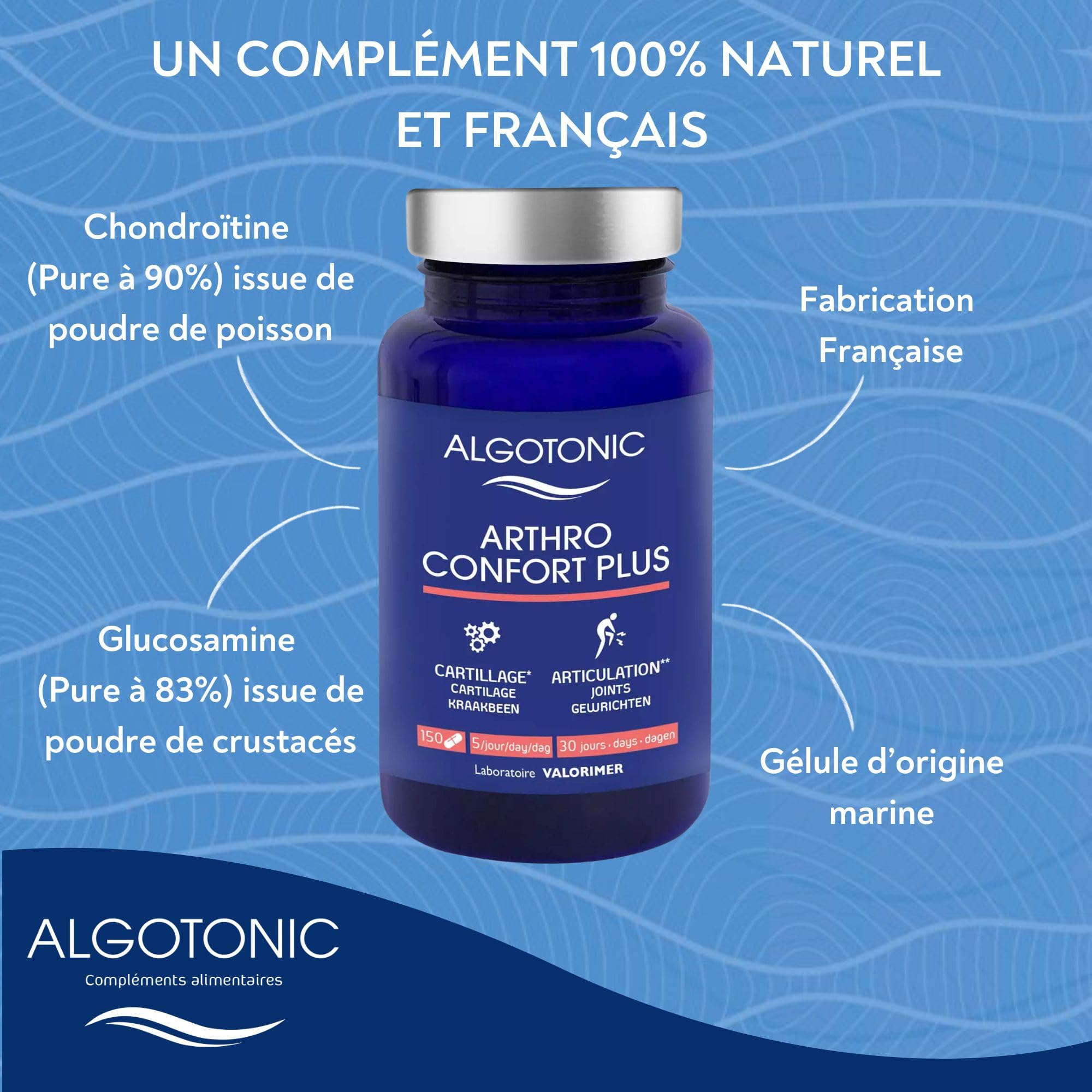 Arthro Confort Plus - Complément Alimentaire Naturel pour Articulations et Cartillages - Gélules - Glucosamine, Chondroïtine, Curcuma, Manganèse, Vitamine C (150 gélules)