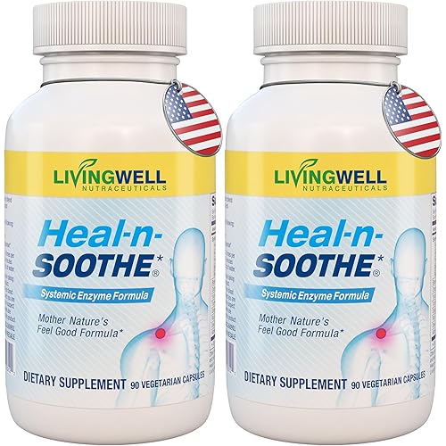 HEAL-N-SOOTHE Joint Support Supplements - Proteolytic Enzymes like Bromelain & Papain, with Boswellia, Turmeric & Ginger- Promotes Protein Digestive Function & Body Defense Wellness- 90 Count (2 Pack)