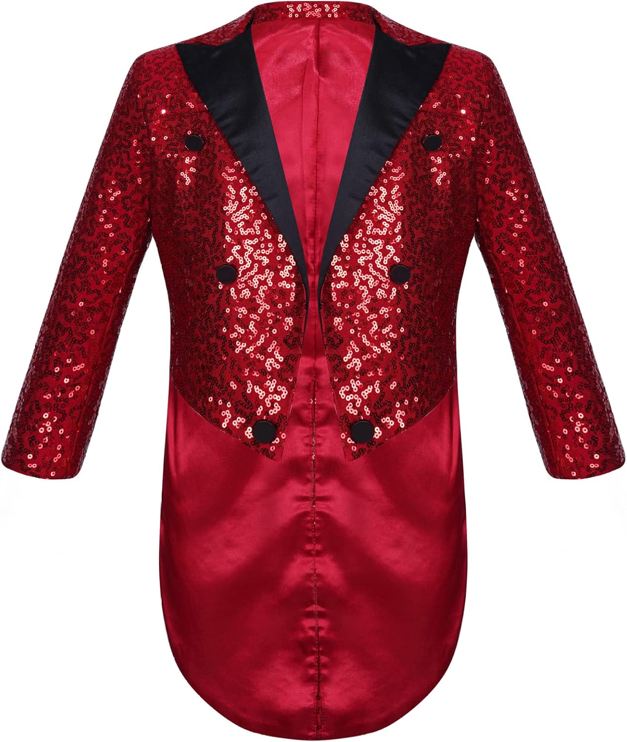 Kids Boys Sequin Tuxedo Blazer Tailcoat Open Front Lapel Collar Classic Suit Jacket for Evening Wedding