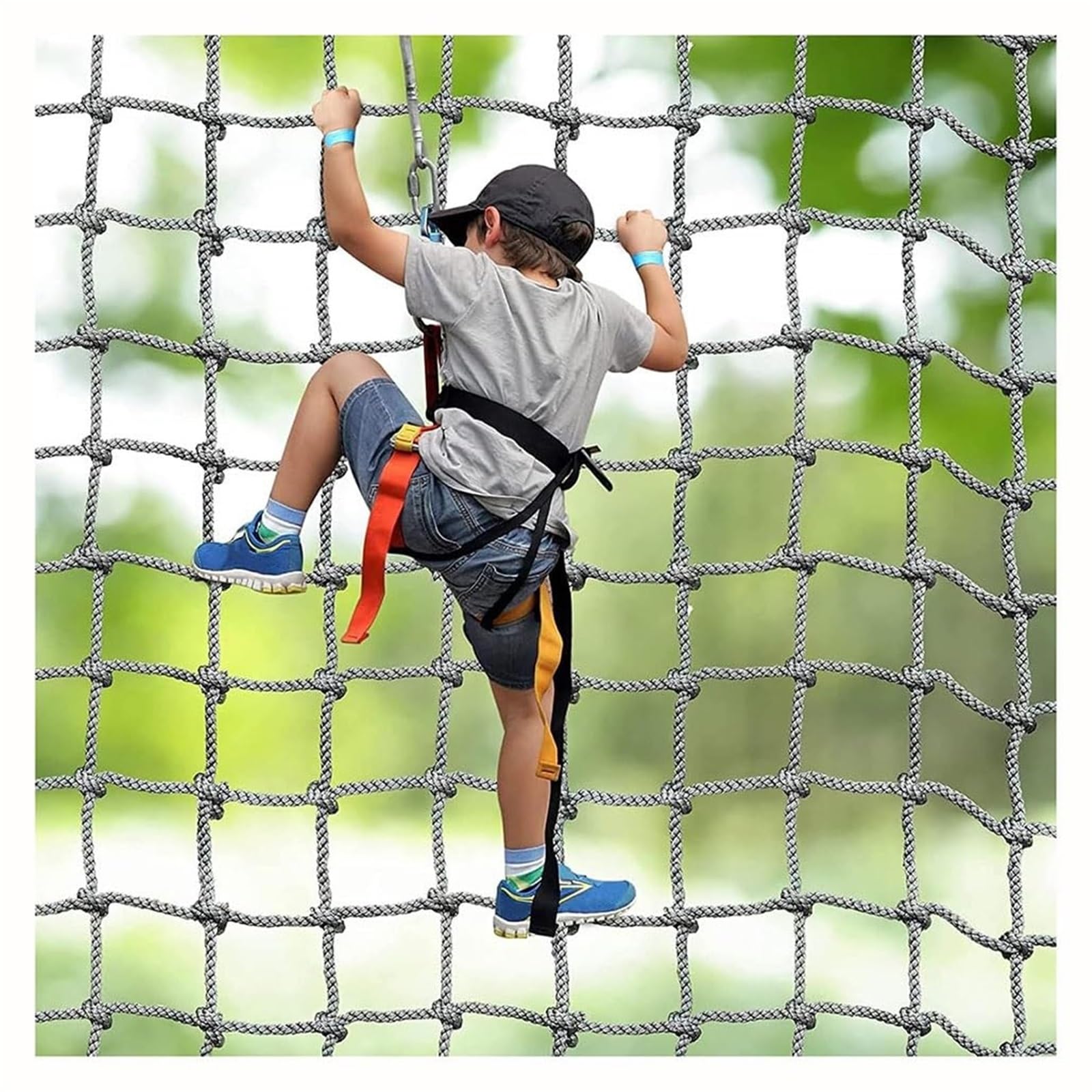 Tonuuoei 12mm/12cm Climbing Cargo Net Safety Nets Rope Ladder Netting Balcony Banister Stair Protectio climbing safety netting(3 * 4m)