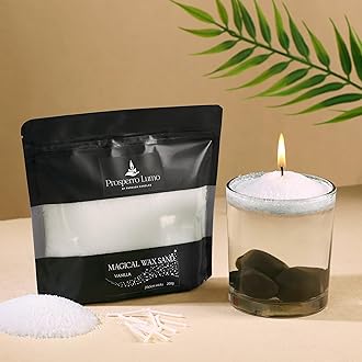 by Parkash Candles Non Toxic Luxury Powder Candles - Refillable Sand Wax with 20 Wicks || 200 Gram || Candle Making || Home Decor (Vanilla)