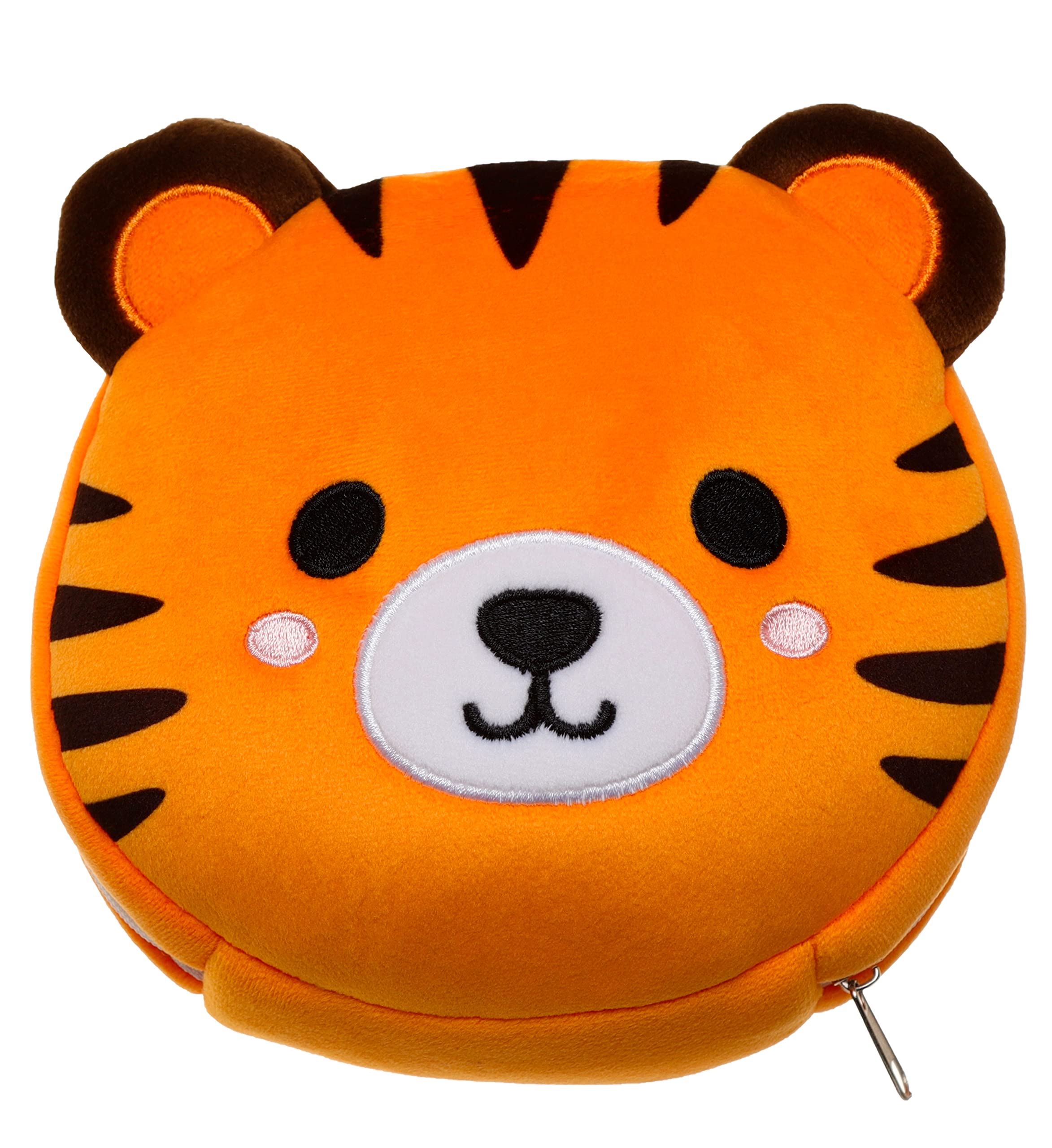 Puckator Relaxeazzz Tiger Round Plush Travel Pillow & Eye Mask - Sleep Eye Mask Masks - Kids Travel Accessories For Sleeping Airplane - Flight Plane Neck Pillow Pillows