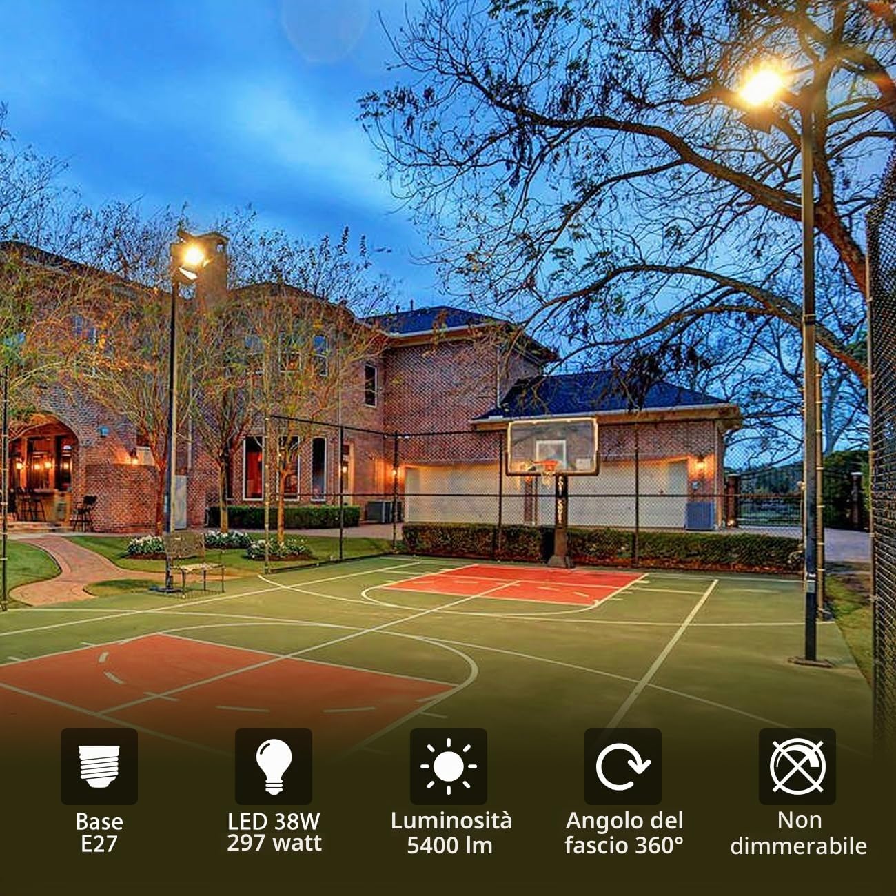 LVWIT Lampadine LED E27 Luce Calda 2700K, Lampadina LED Filamento 38W Equivalenti a 297W, 5400LM, Lampadine Luce Calda, Lampadina Stile Vintage,Risparmio Energetico,Non Dimmerabile, Pacco da 1 Unità