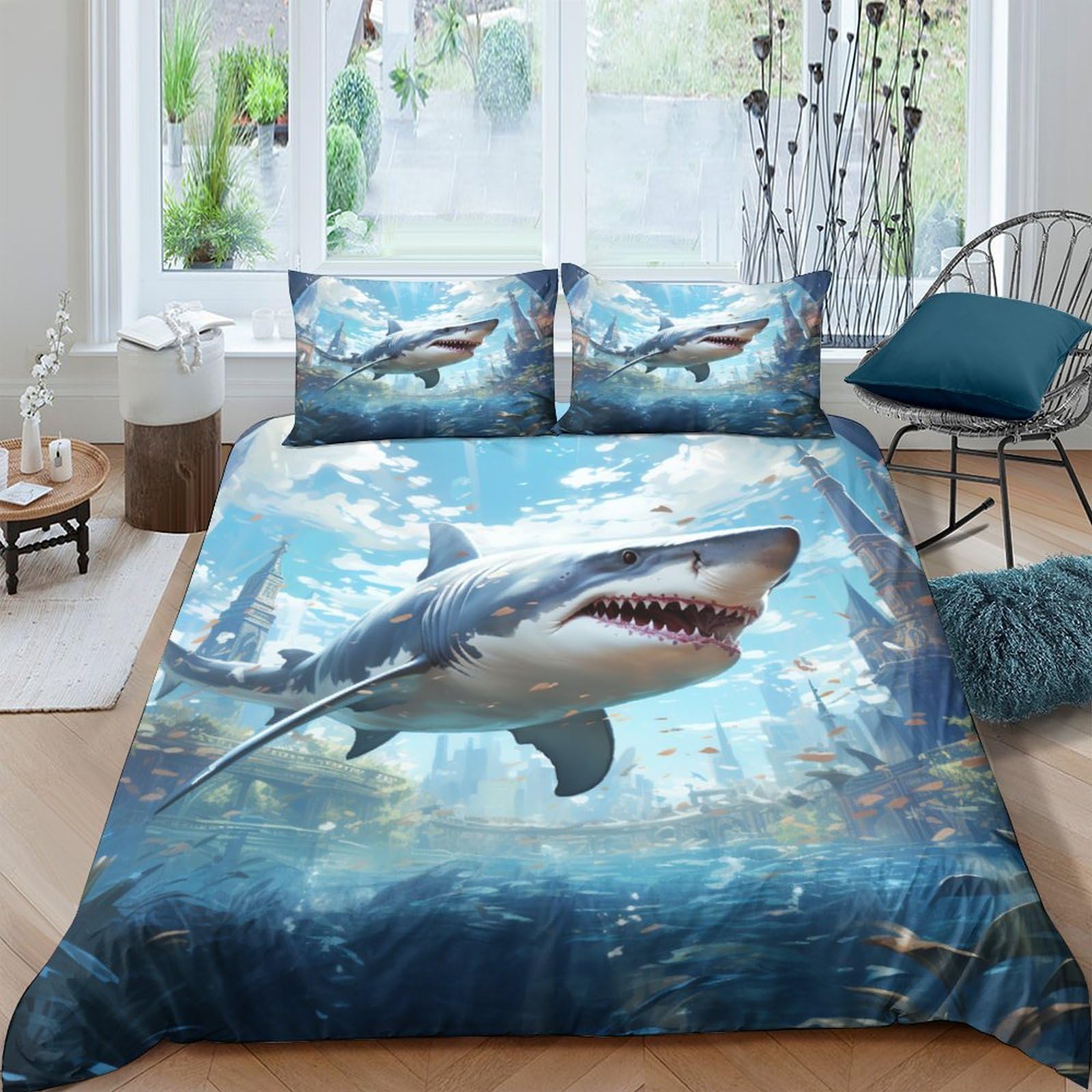 Parure de lit requin 200x200cm le cadeau d'anniversaire idéal pour enfant et ado