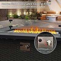 Vista 2 de Domi - Mesa de mimbre para fogata de gas propano de 43 pulgadas, 50,000 BTU con certificación CSA con mesa de aluminio similar a la madera