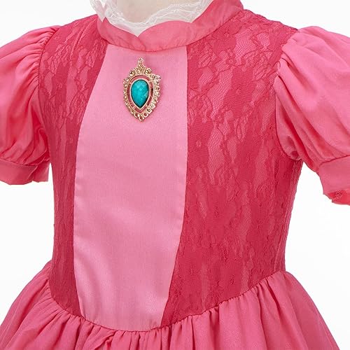 Miniatura 4 de Disfraz de princesa melocotón para niñas, vestido de princesa melocotón, accesorios de cosplay, corona de princesa para disfraz de Halloween
