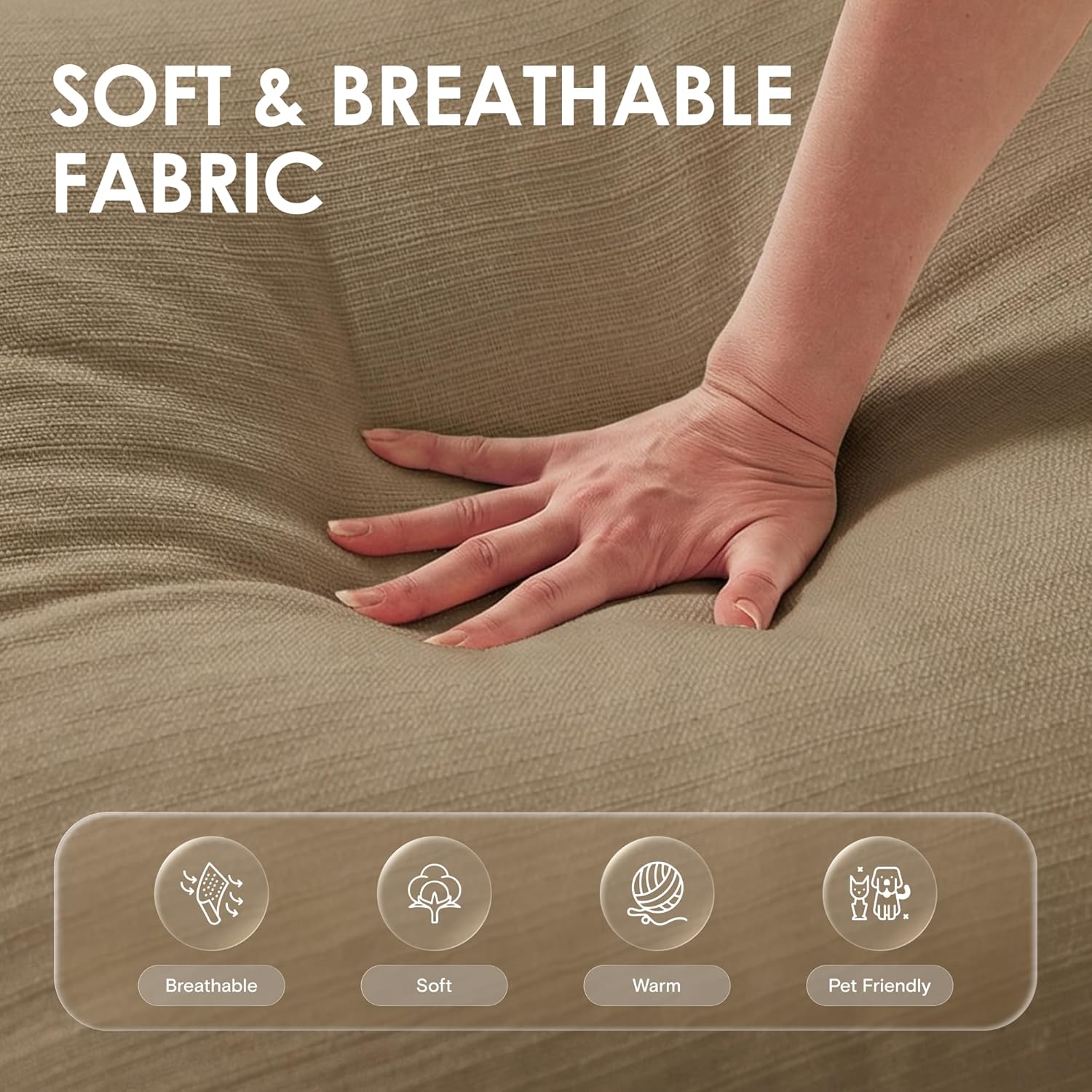 81.9" Oversized Loveseat Cloud Couch, Farmhouse Comfy Slipcoverd Sofa with Rolled Arms, Washable Couches with Deep & Wide seat for Living Room, Khaki