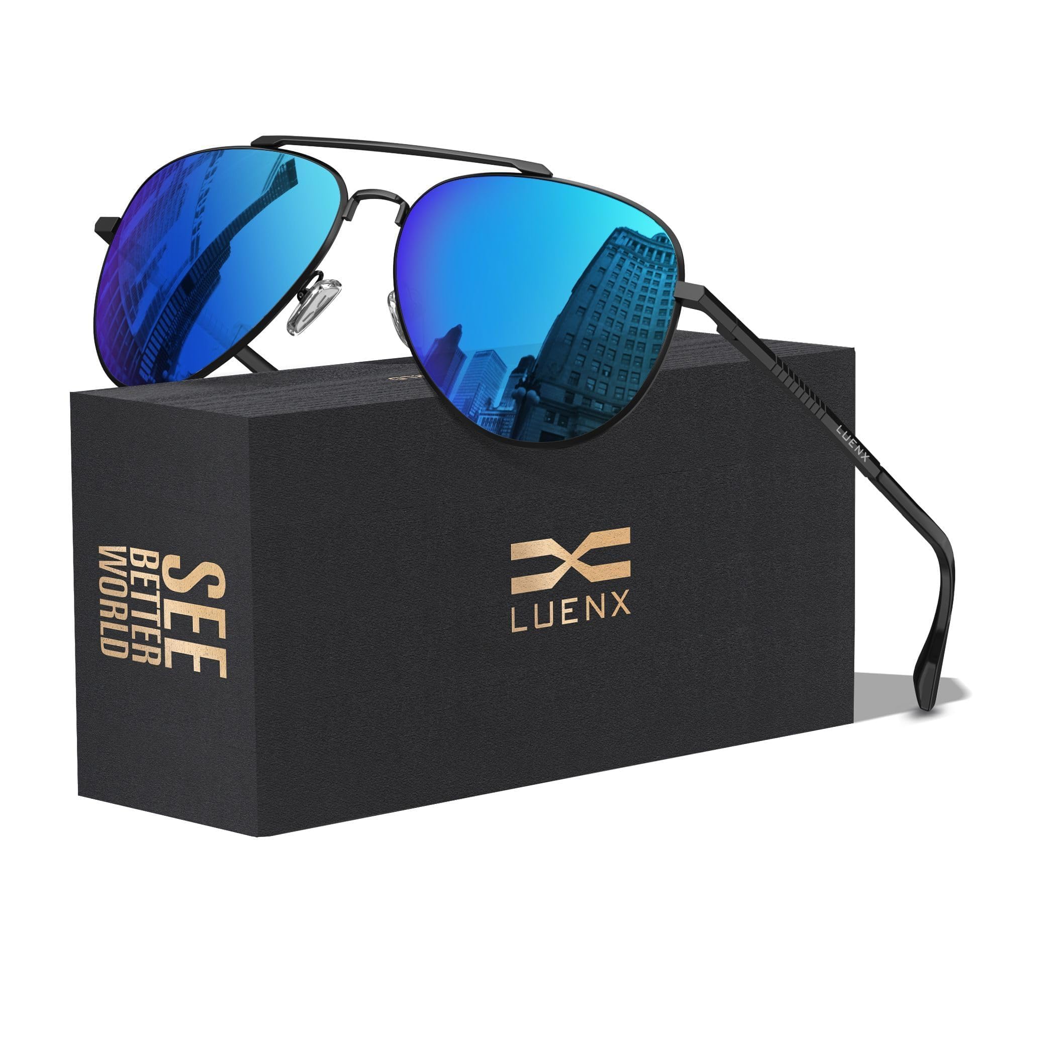 Aviator Sunglasses for Men Women Polarized Driving Classic Shades - UV 400 Protection with Accessories 60MM