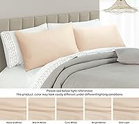 Vista 8 de Juego de 2 protectores de almohada de algodón egipcio 100%, tejido satinado de 400 hilos, protectores de almohada estilo cremallera de fácil cuidado