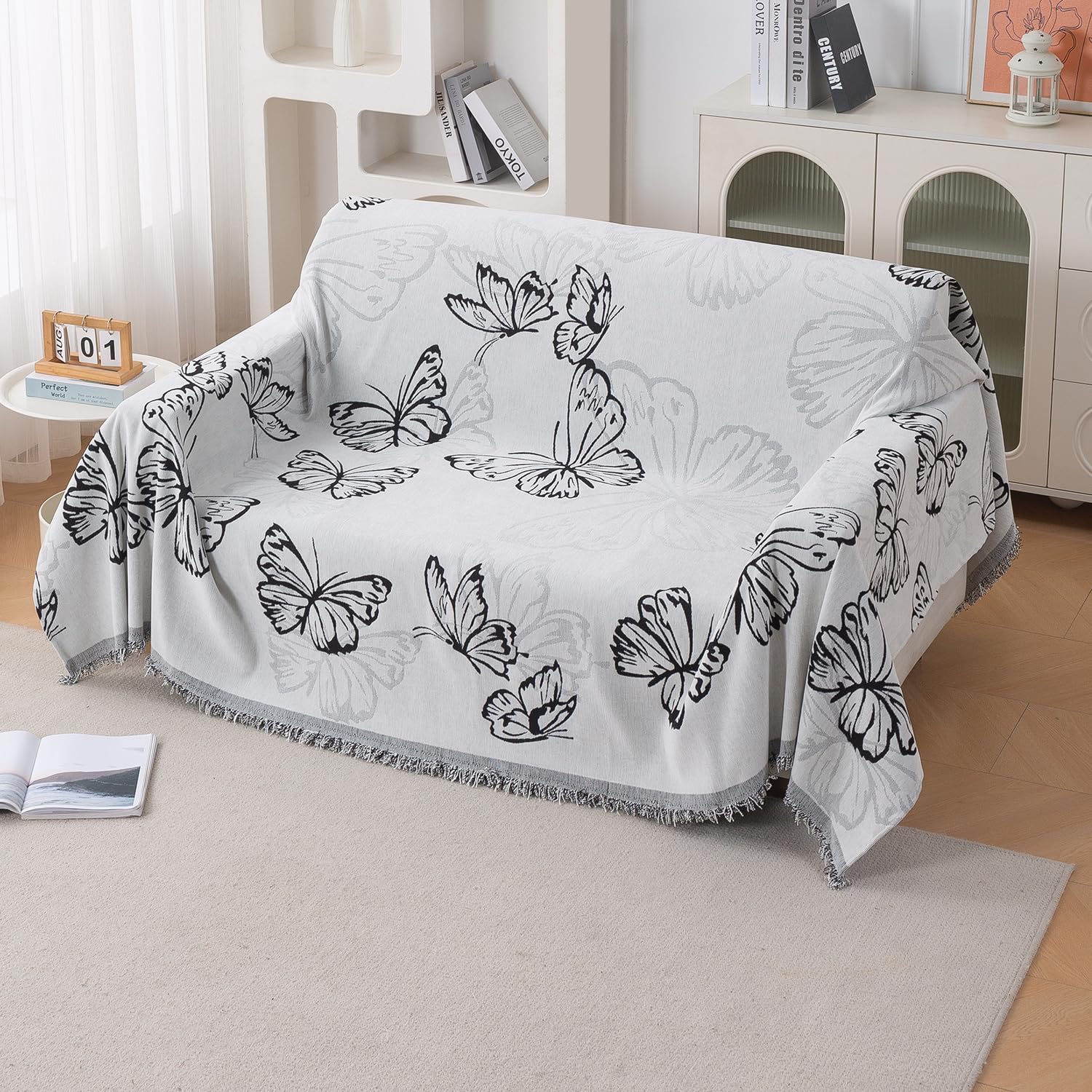 HOKIPO Chenille Sofa Cover - 3 Seater Throw -15