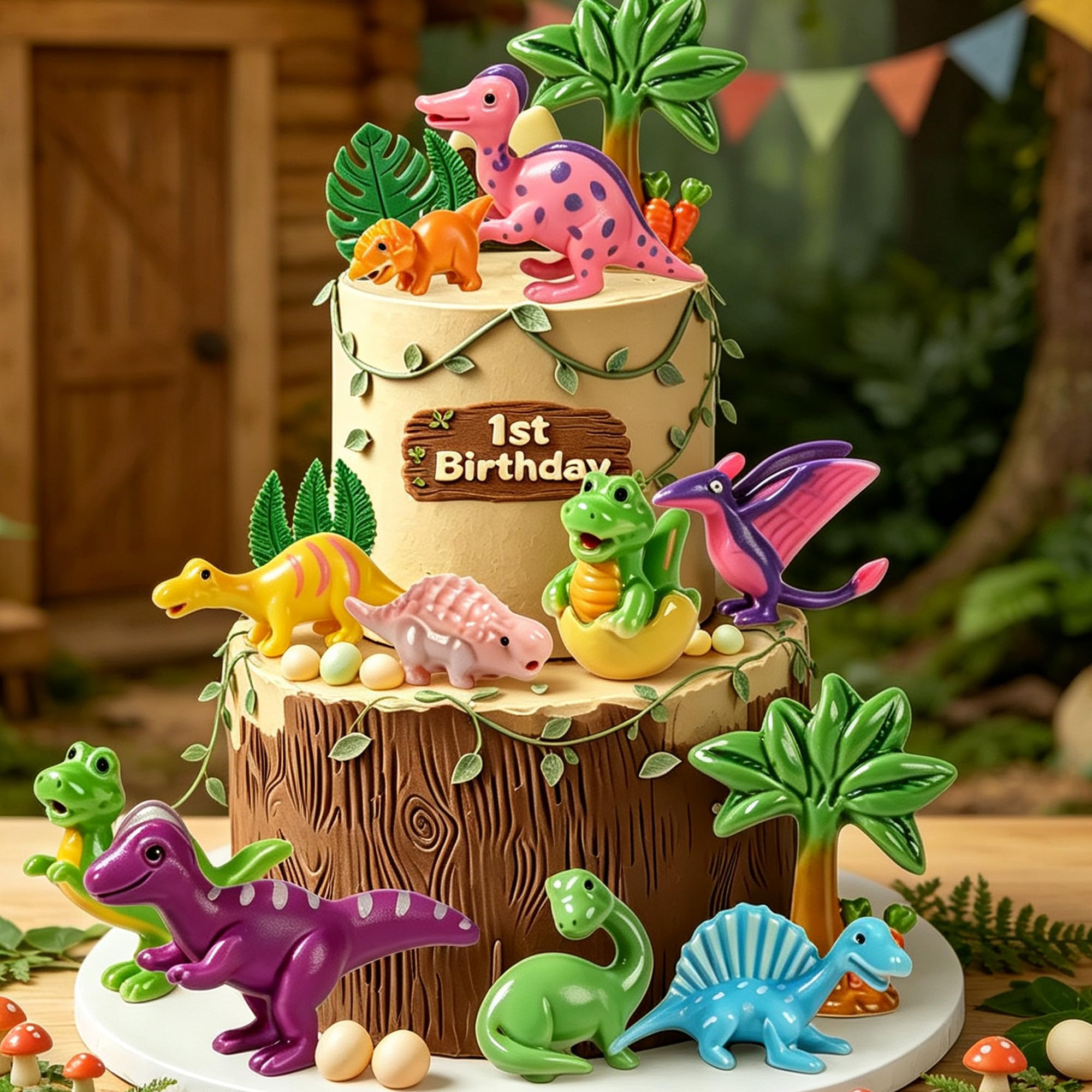 Little Dinosaur Cake Decor Rex Dino Cupcake Toppers Birthday Cake Decor