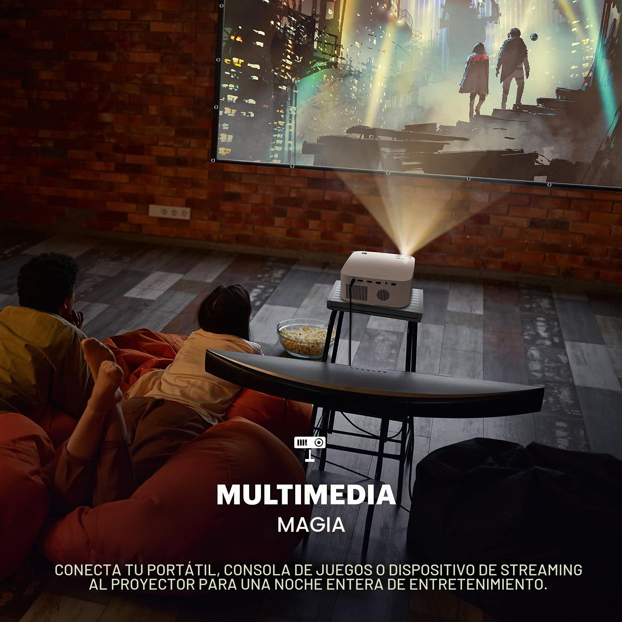 KODAK Kit de proyector Multimedia FLIK X10 Full HD, Mini Sistema de Cine en casa portátil Compacto de 1080p con Pantalla de proyección de 100, Control Remoto
