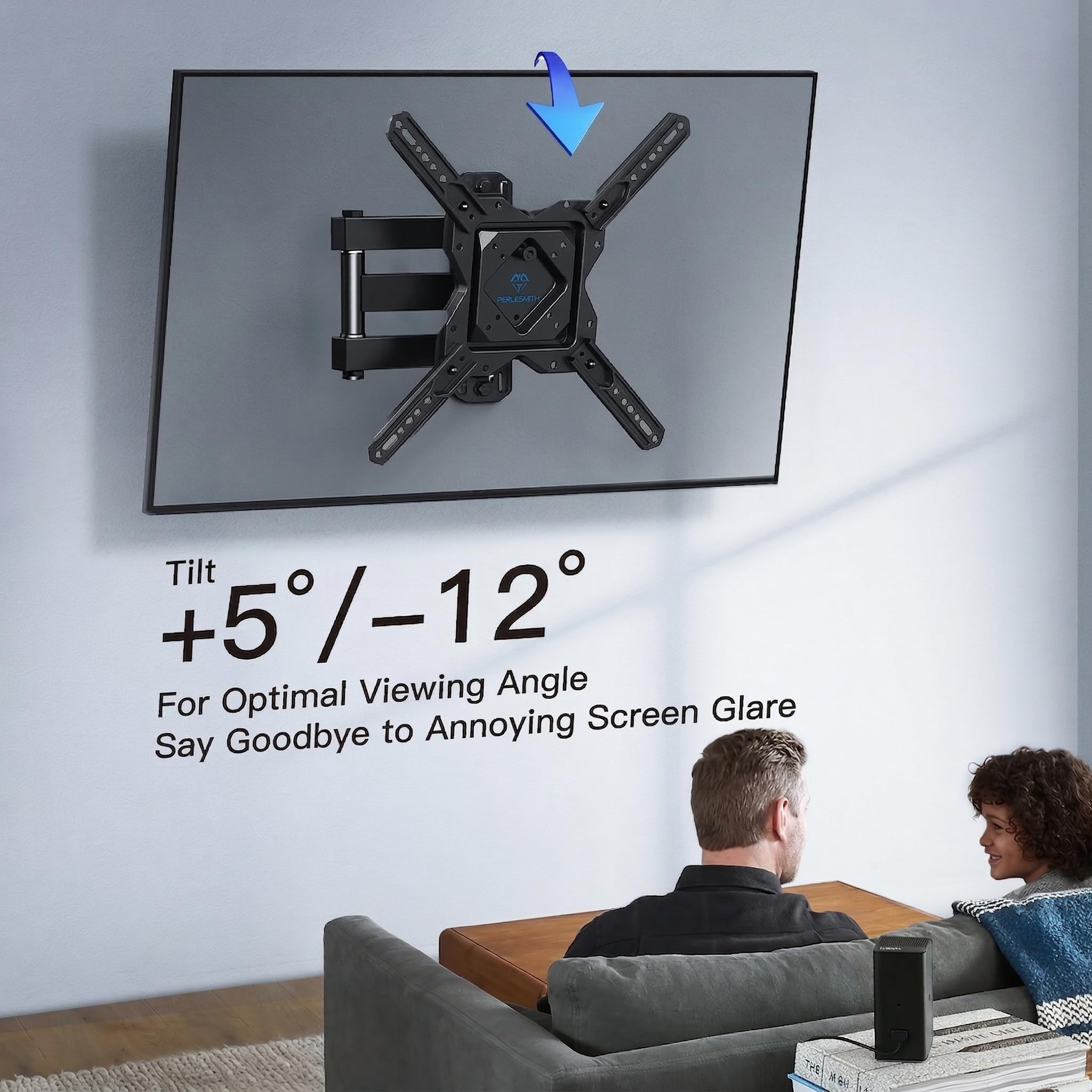 PERLESMITH TV Wandhalterung Schwenkbar Neigbar Wandhalterung Fernseher für 26-60 Zoll Flach & Curved Fernseher oder Monitor bis zu 35kg, TV Halterung Max.VESA 400x400mm