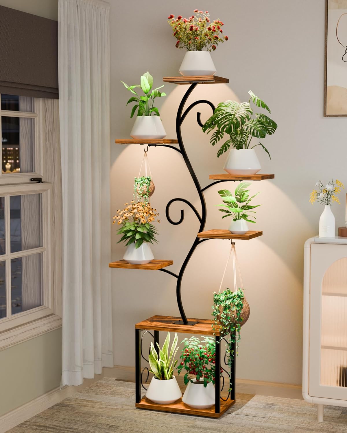 64" Plant Stand Indoor with Grow Lights, Plant Shelf Indoor,7 Tiered Indoor Plant Shelf, Corner Plant Stands for Indoor Plants