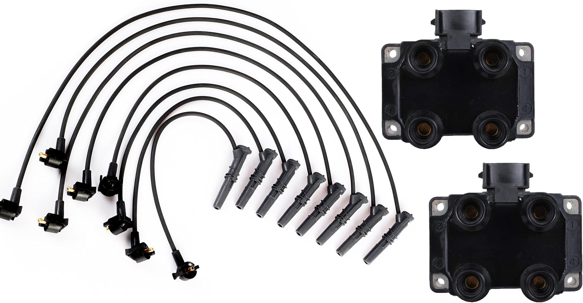 MAS Set of 2 Ignition Coil Pack FD487&8pcs Iridium Spark