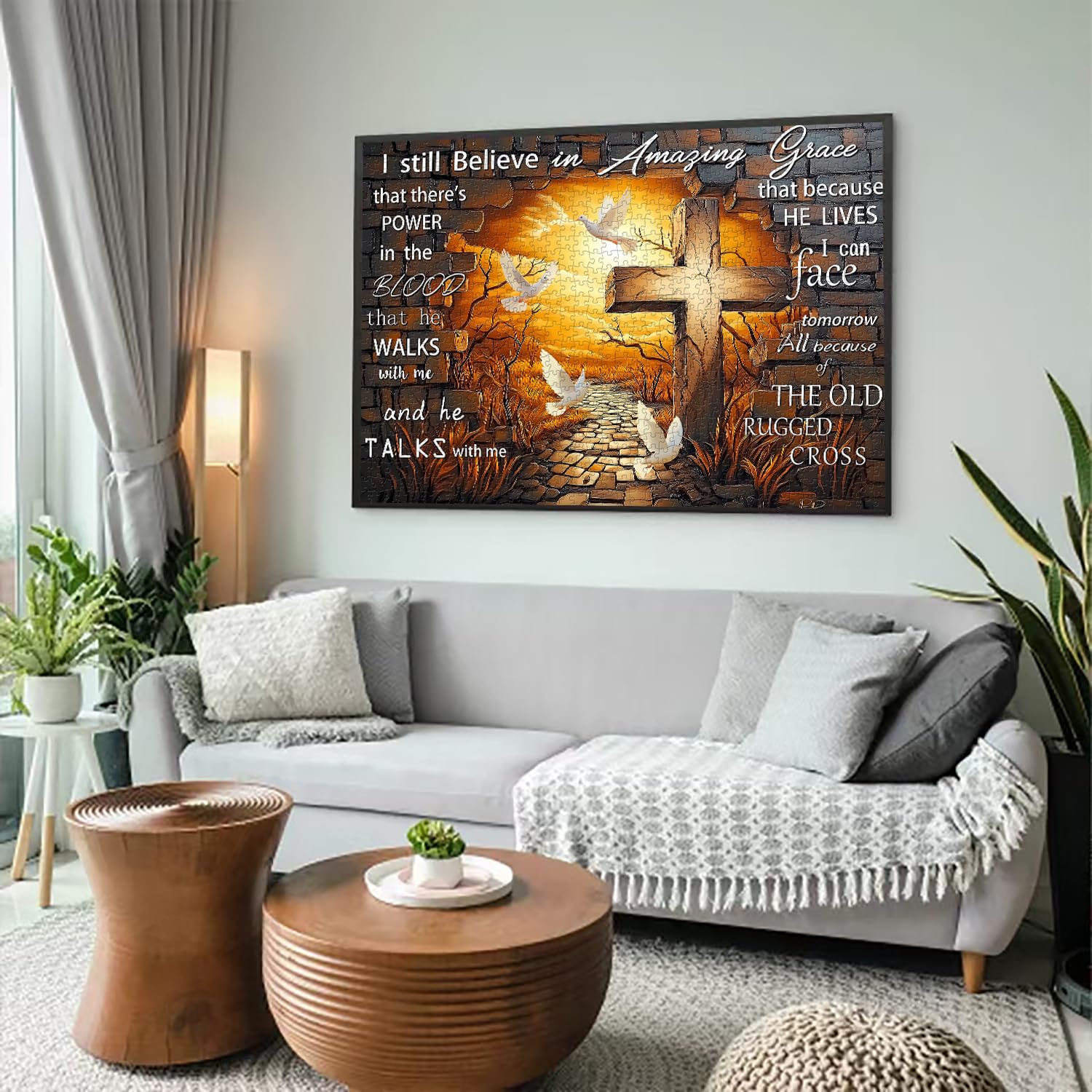Jesus Cross Jigsaw Puzzles 1000 Pieces, PICKFORU Amazing Grace Cross Jigsaw Puzzle 1000 Pieces, Christian Bible Religious Puzzles for Adults, Bird Catholic Puzzle Christian Faith Inspirational - Image 3