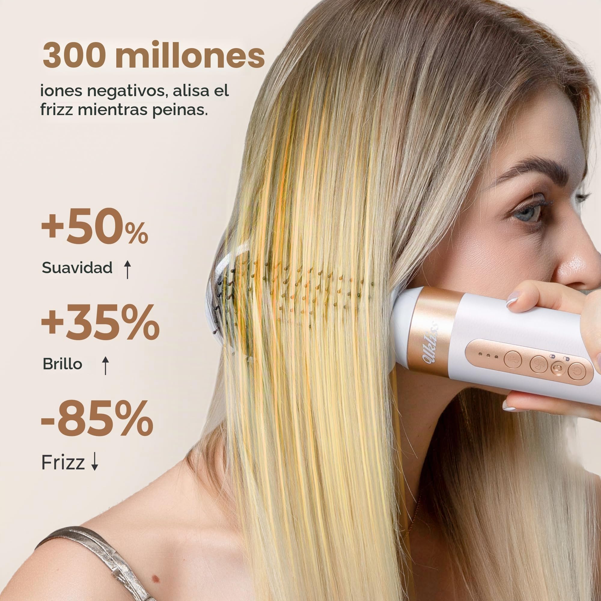UKLISS Secador Pelo Profesional & Airstyler 7 en 1 con Rizador Pelo Automatico | Cepillo Pelo Redondo | Cepillo Alisador Pelo | Thermal Brush | Airstyler Set Regalos para Mujeres Styling - Blanc