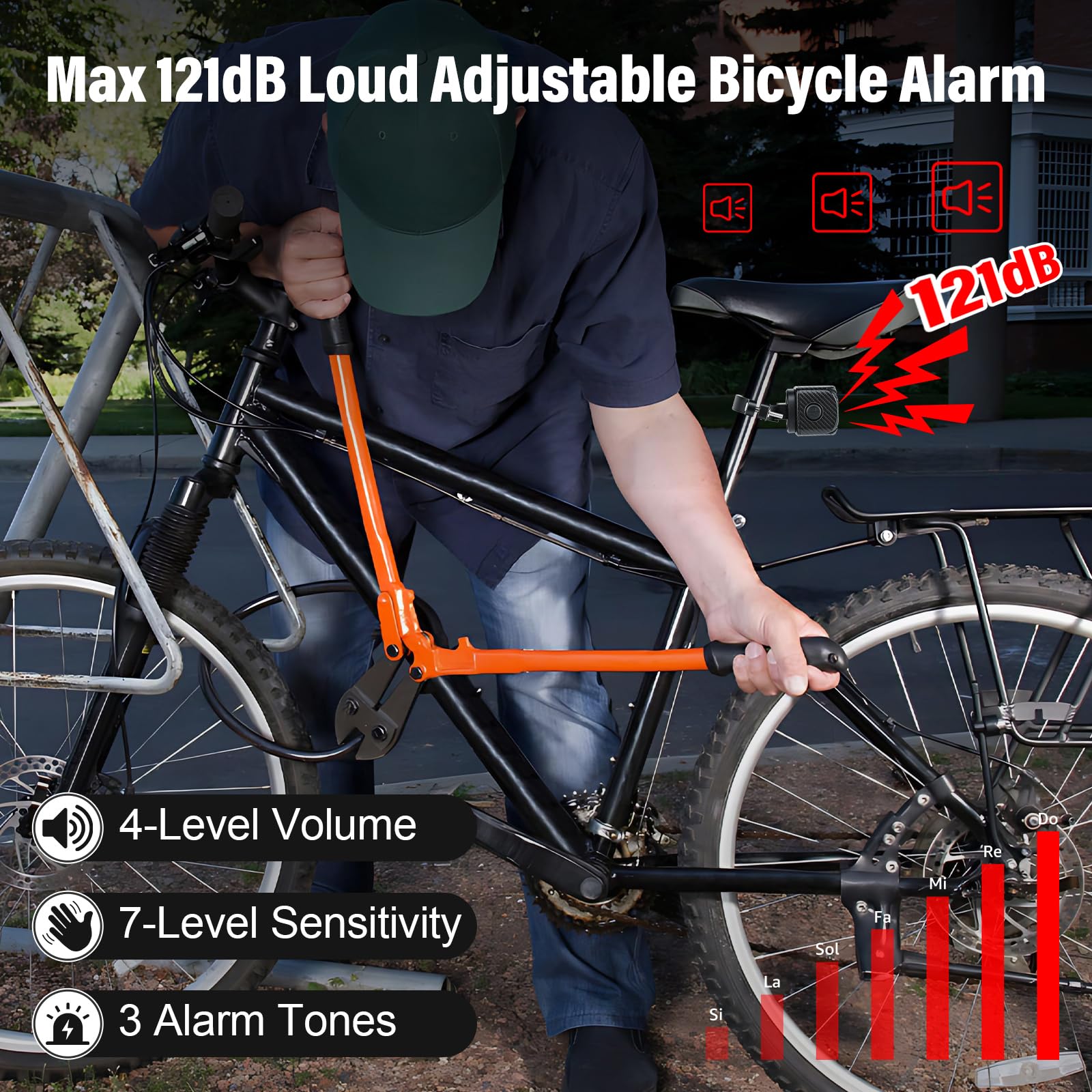 NineLeaf Zwei-Wege-Fahrradalarm mit Fernbedienung 4PK | USB-C wiederaufladbar, 121dB Fahrrad-Alarm mit Vibrations-Diebstahlschutz für Fahrrad und Motorrad IP65wasserdicht
