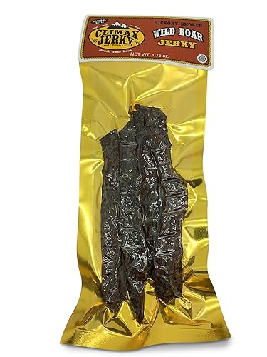 Climax Jerky BEST Premium Natural Style Kippered Cut Nice and Thick Strips 1.75 OZ. Jabalí Jerky  Alta proteína  Bajo en carbohidratos  Compra