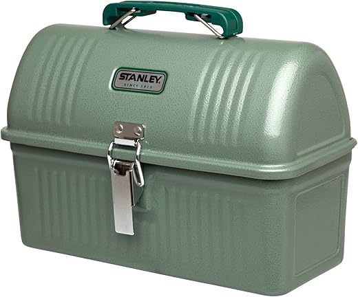 Stanley Classic Lunch Box 5.5 qt | Vintage Metal Lunchbox | Durable Meal Container with Handle and Latch | Stores Food, Drinks, Thermos, Water Bottle | Hammer Tone Green