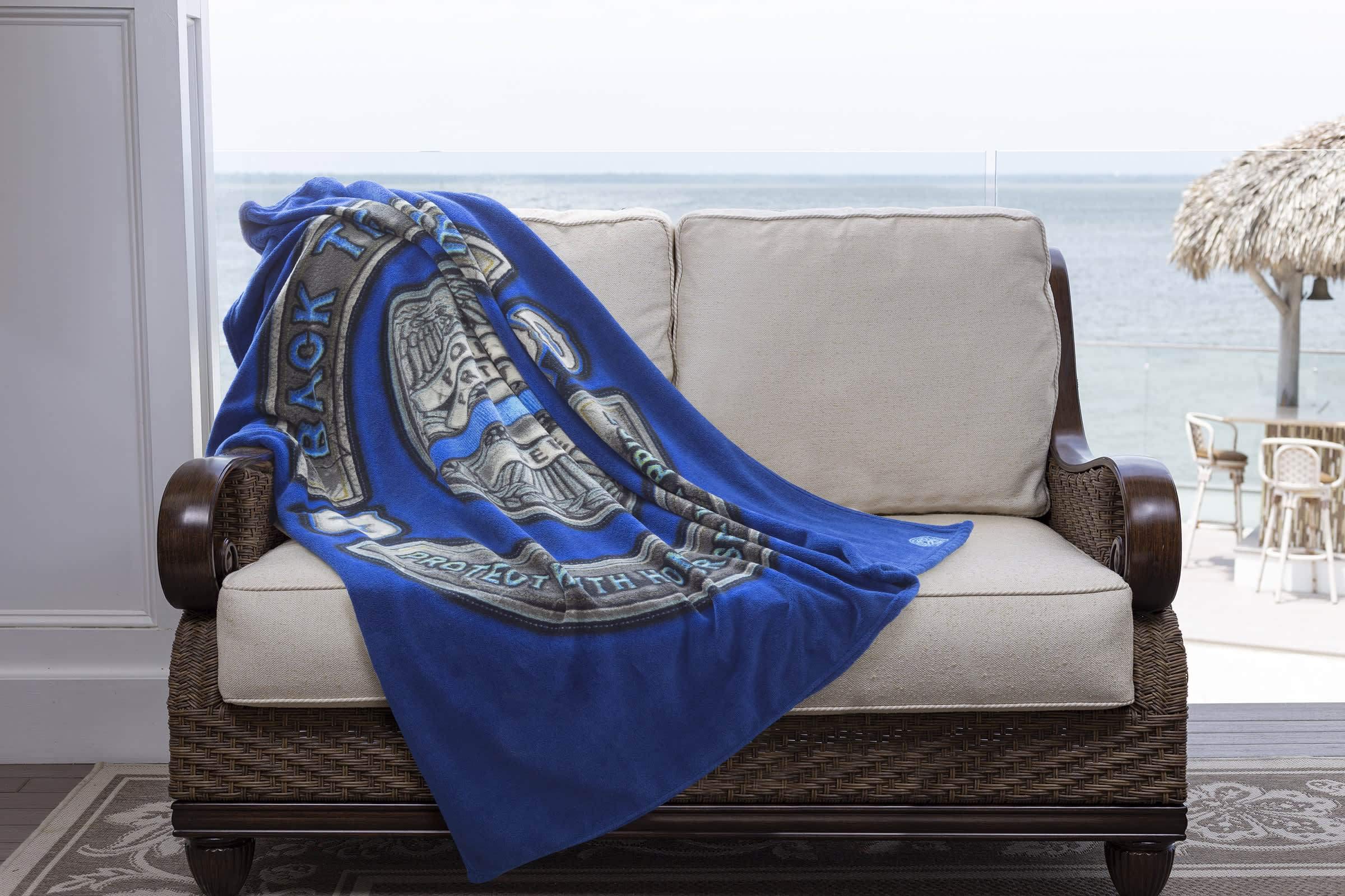 Erazor Bits Police Überwurfdecke – „Back The Blue“, Fleece, 127 X 152 Cm, Maschinenwaschbar