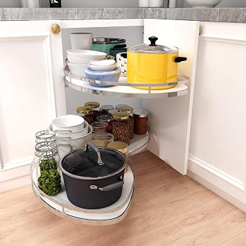 VADANIA Kitchen Cabinet Blind Corner Pullout Organizer for 36-inch/900mm Cabinet, 2 Tiers Swing Tray, Soft Close, Left Handed Open