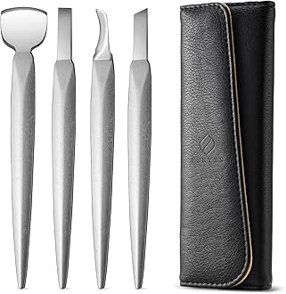 FERYES Pedicure Knife Ingrown Toenail Kit, 4 PCS Professional Pedicure Tool Kit, Top Notch Foot Blade (Leather case included)