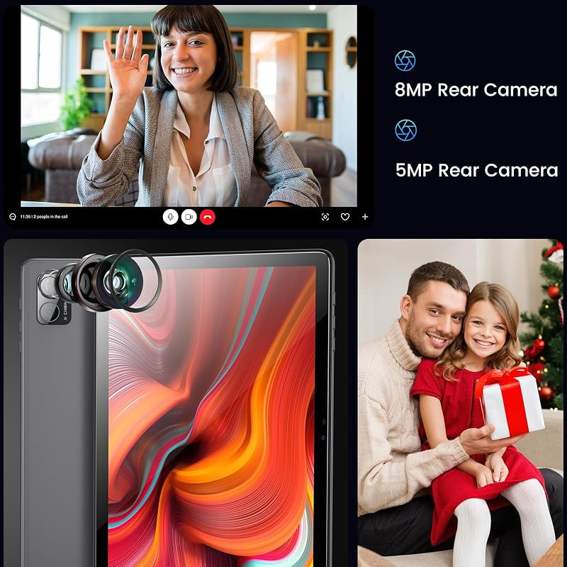 Azeyou Android 14 Tablet 10 hüvelykes, 8GB RAM + 128GB tárhely, Octa-Core processzor, WiFi 6 kapcsolat, 6000mAh akkumulátor, ezüst