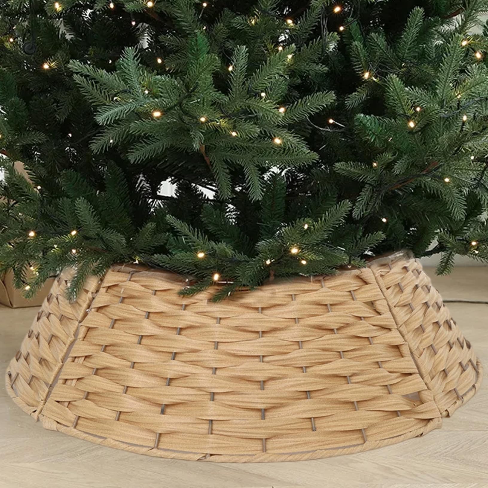 Couverture de support d'arbre de Noël tressée pour base de sapin chic