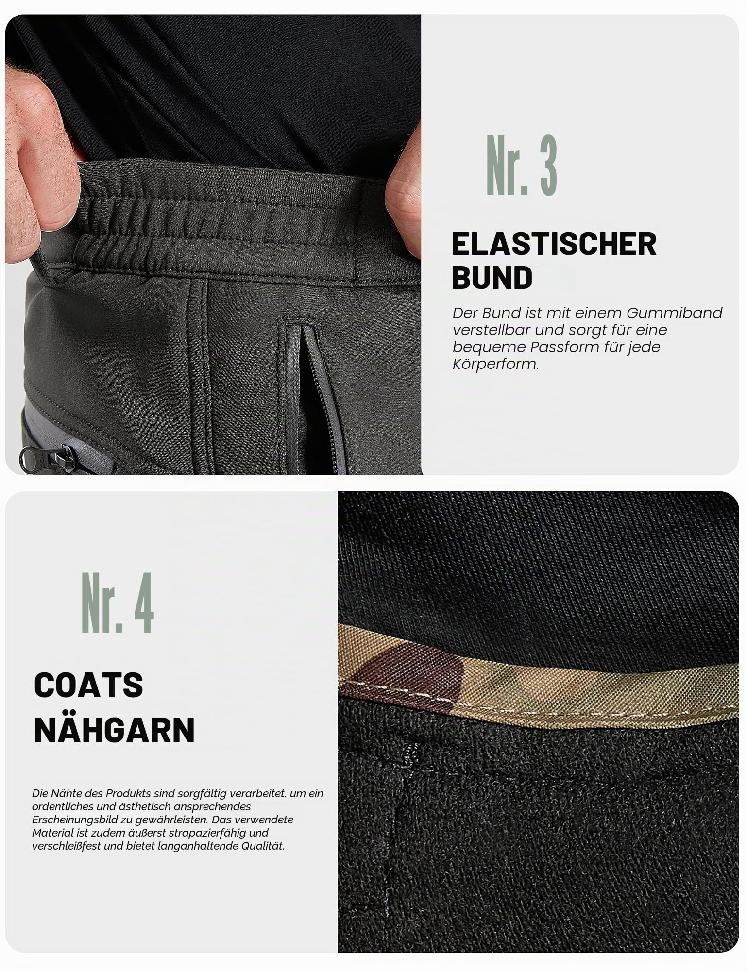 FREE SOLDIER Herren Hiking Pants Herren Winter Thermo Skihose Softshell Vlies Gefüttert Outdoor Hose Taktische Wasserdicht Langlaufhose
