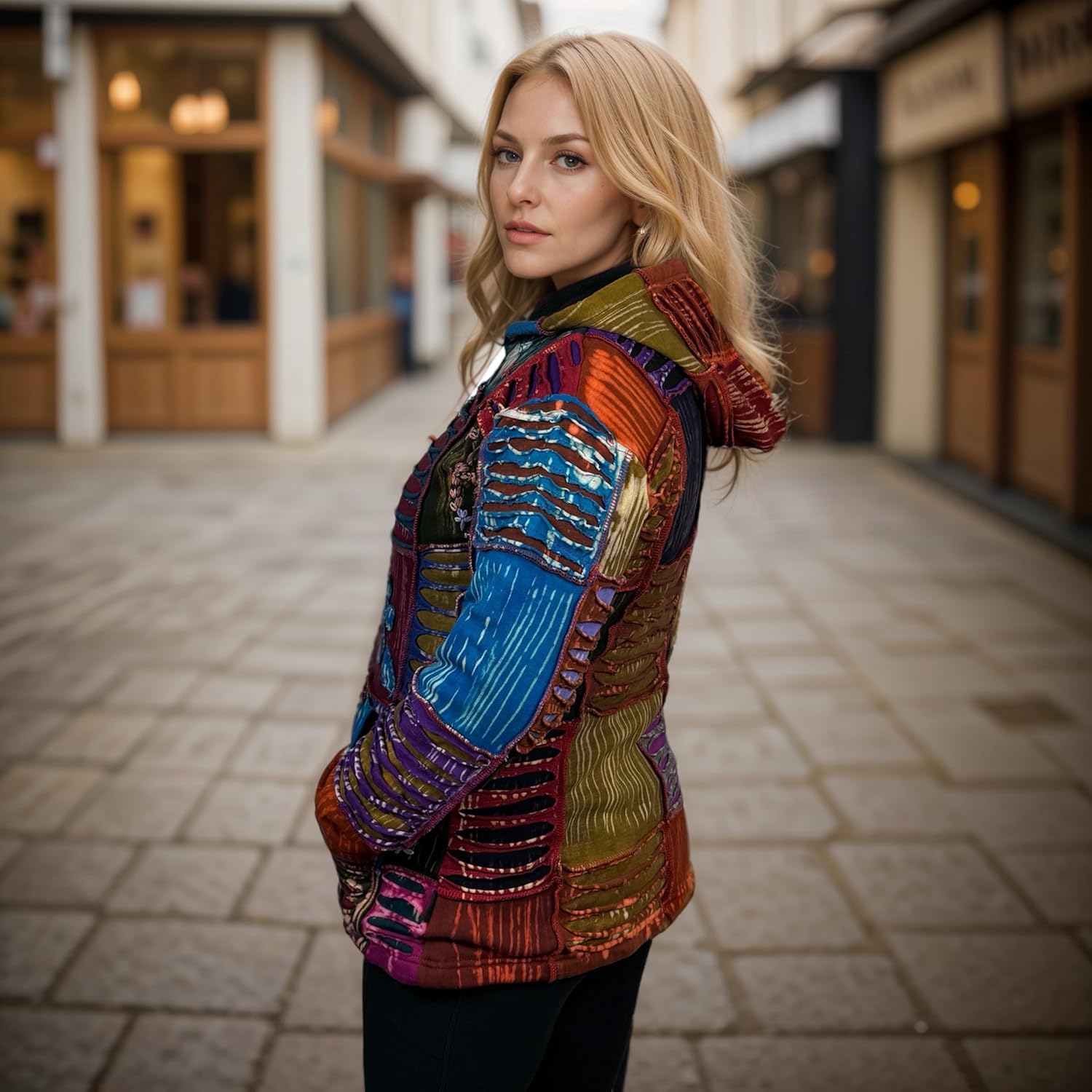 Agan Traders 2026 Embroidered Jackets for Women - Bohemian Gypsy Hippie Patchwork - Fleece Insulated Zip Up Womens Hoodies - Image 3