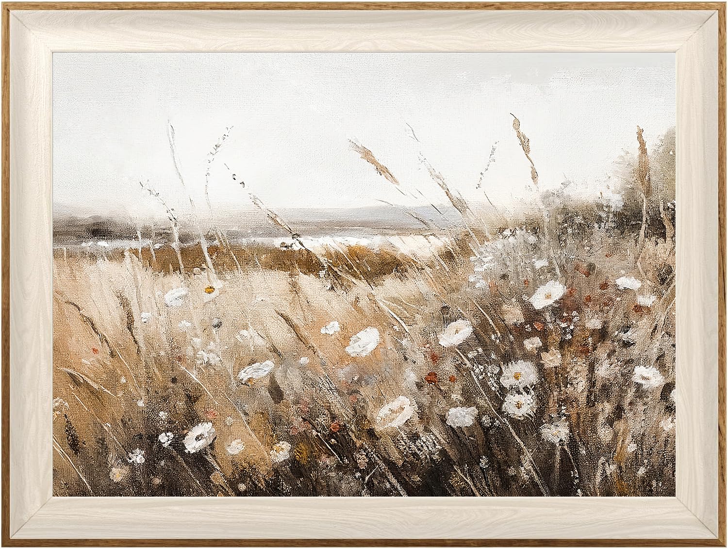 ASTRDECOR Framed Vintage Wall Art Home Decor, Farmhouse Decor Wall Art Autumn Country Wildflower Field Nature Canvas Art Wall Decor Living Room, Vintage Oil Painting Botanical Art Print Decor-12''x16