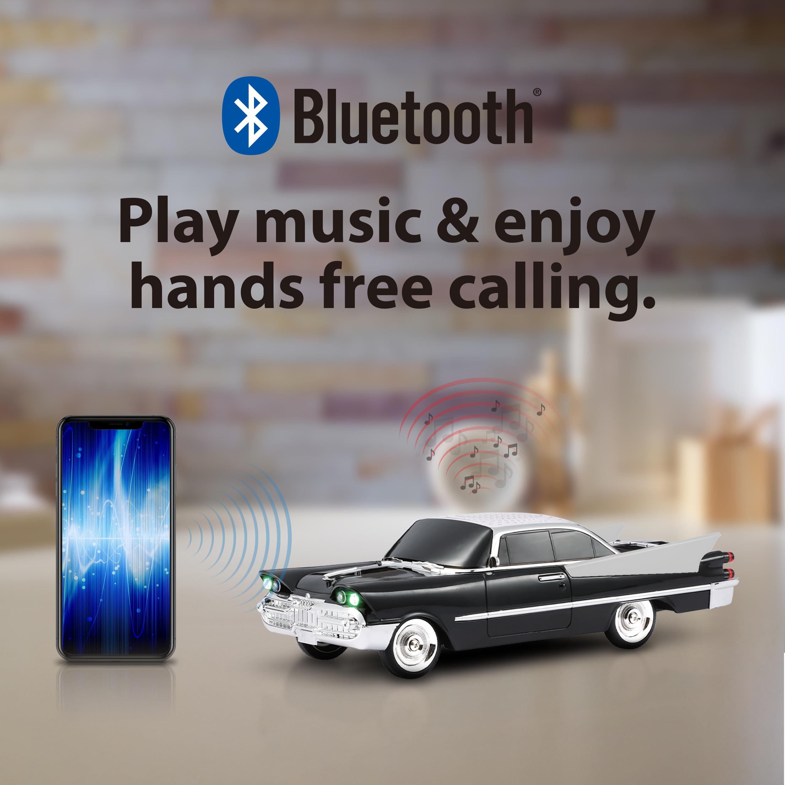 QFX Bluetooth 1959 Retro Classic Car Speaker, Dual 2-inch Speakers