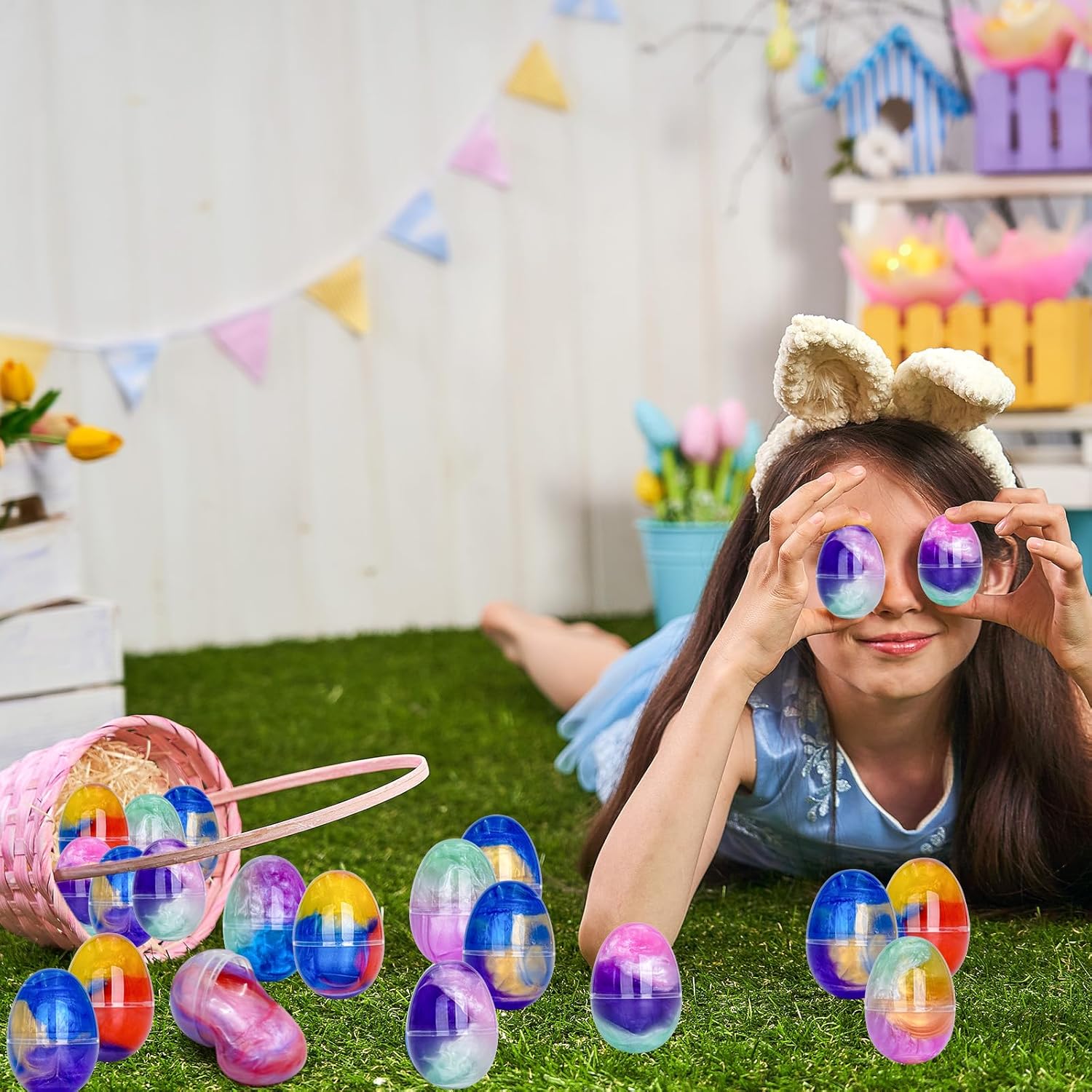 12 Pack Prefilled Easter Galaxy Slime Eggs,Galaxy Slime Easter Egg Fillers Stress Relief Easter Egg Hunt Filling Treats Classroom Easter Basket Stuffers Easter Party Favor for Kid Teens Boy Girl