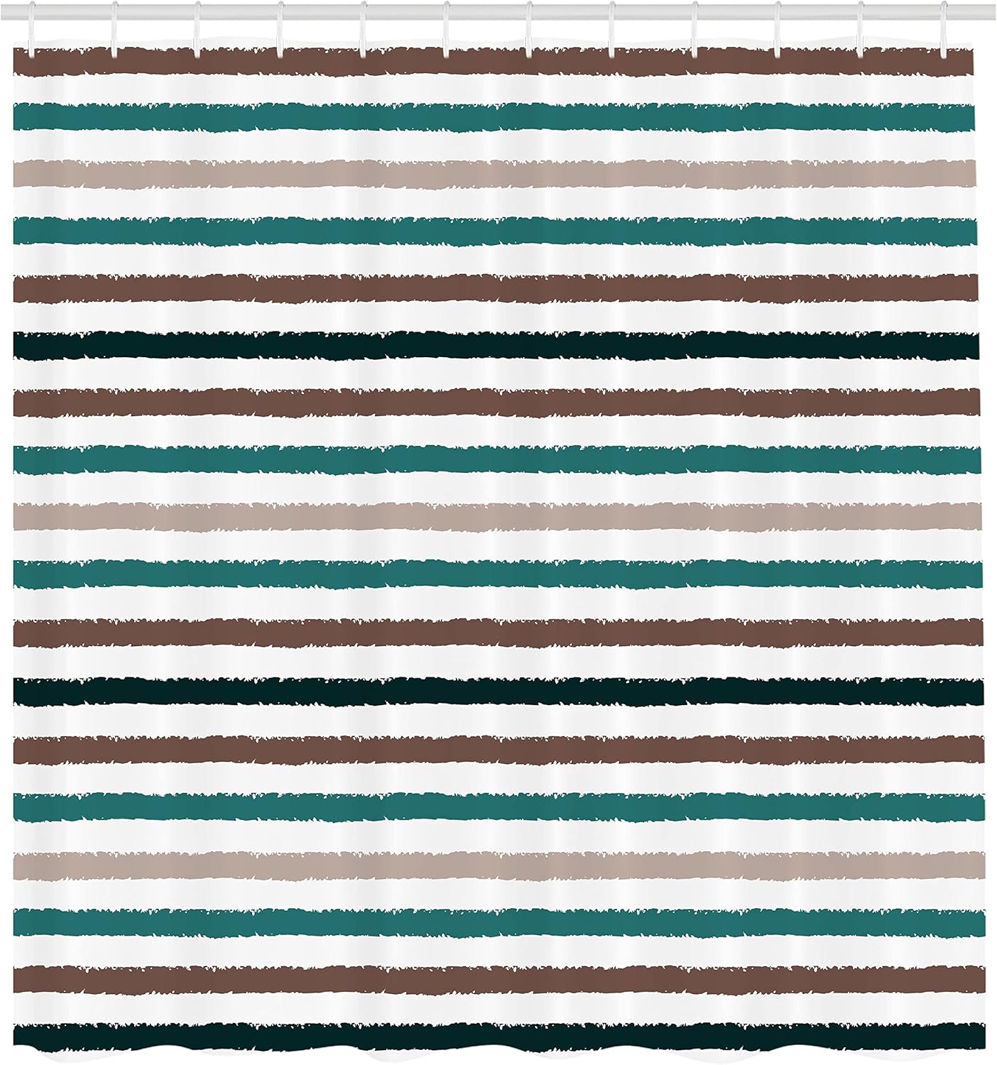 Ambesonne Striped Shower Curtain, Geometric Colorful Tone Brush Style Lines Grunge Retro Digital Print, Cloth Fabric Bathroom Decor Set with Hooks, 69" W x 70" L, Teal Dust