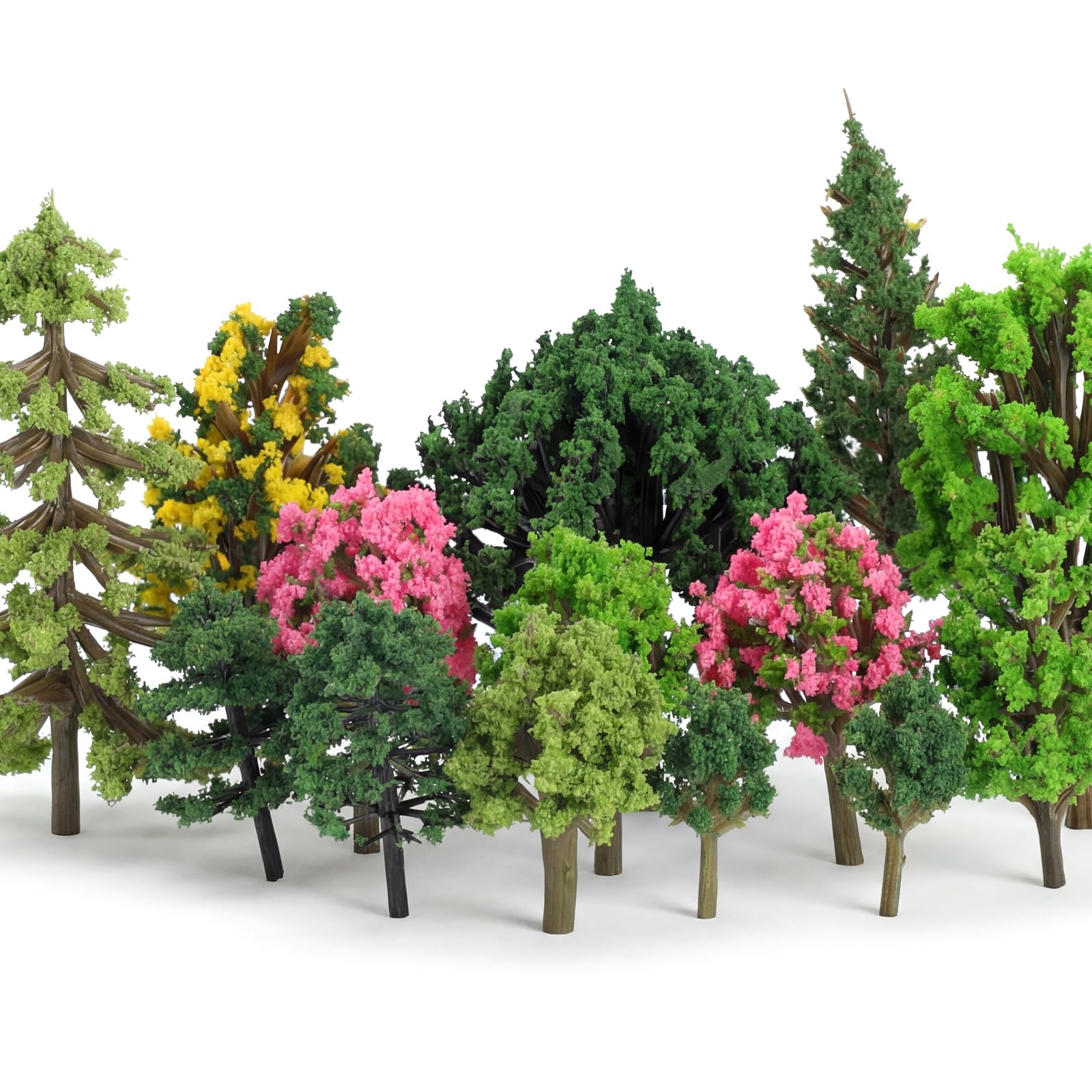 Gtziqa 23 Pcs Mixed Model Trees, 1.02"-2.68" Colourful Miniature Trees Diorama Supplies Building Train Scenery Architecture Fake Tree for DIY Crafts, Building, Scenery Landscape