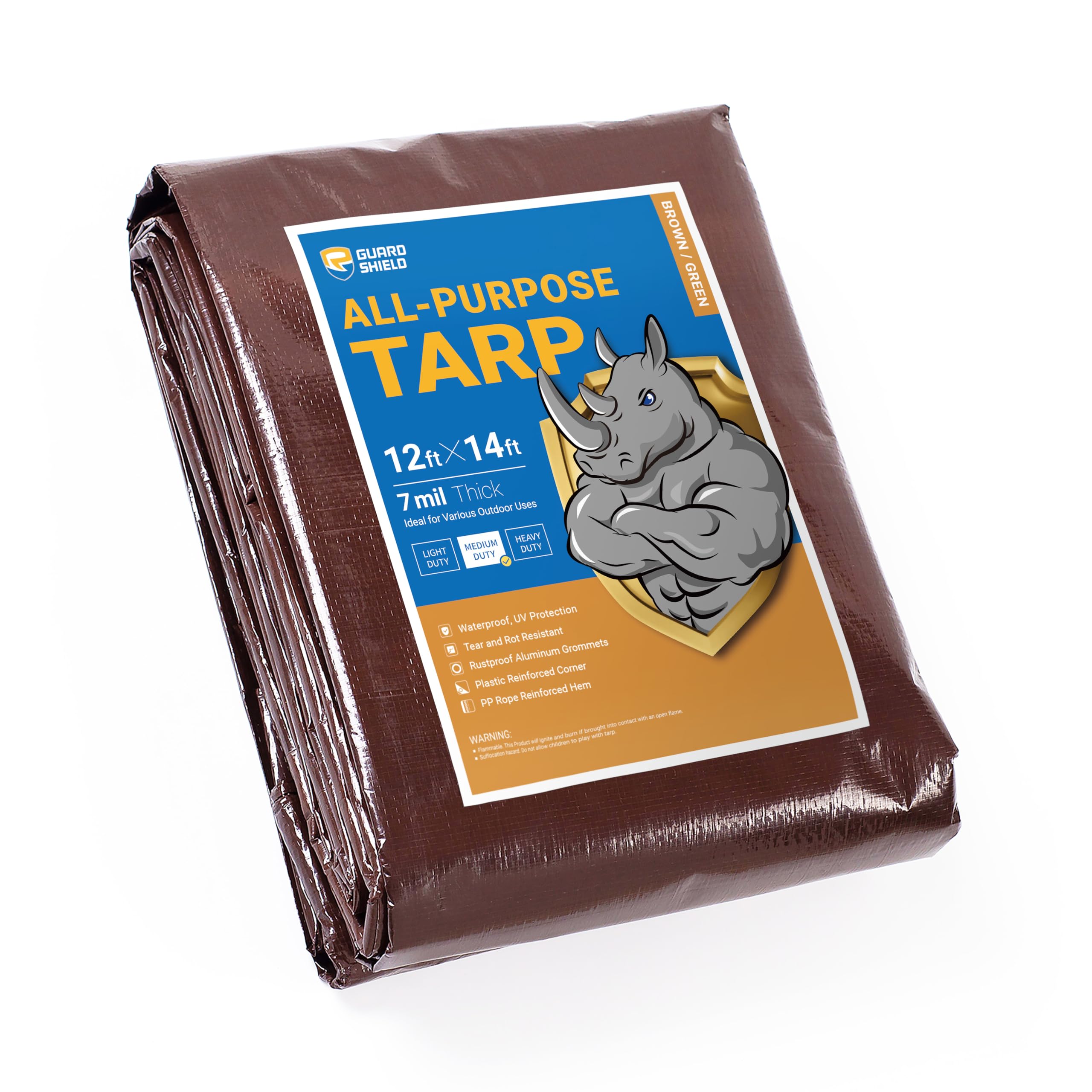 GUARD SHIELD White Tarp 10x12 Feet Medium Duty All Purpose Poly Tarps Cover 7mil — view 37
