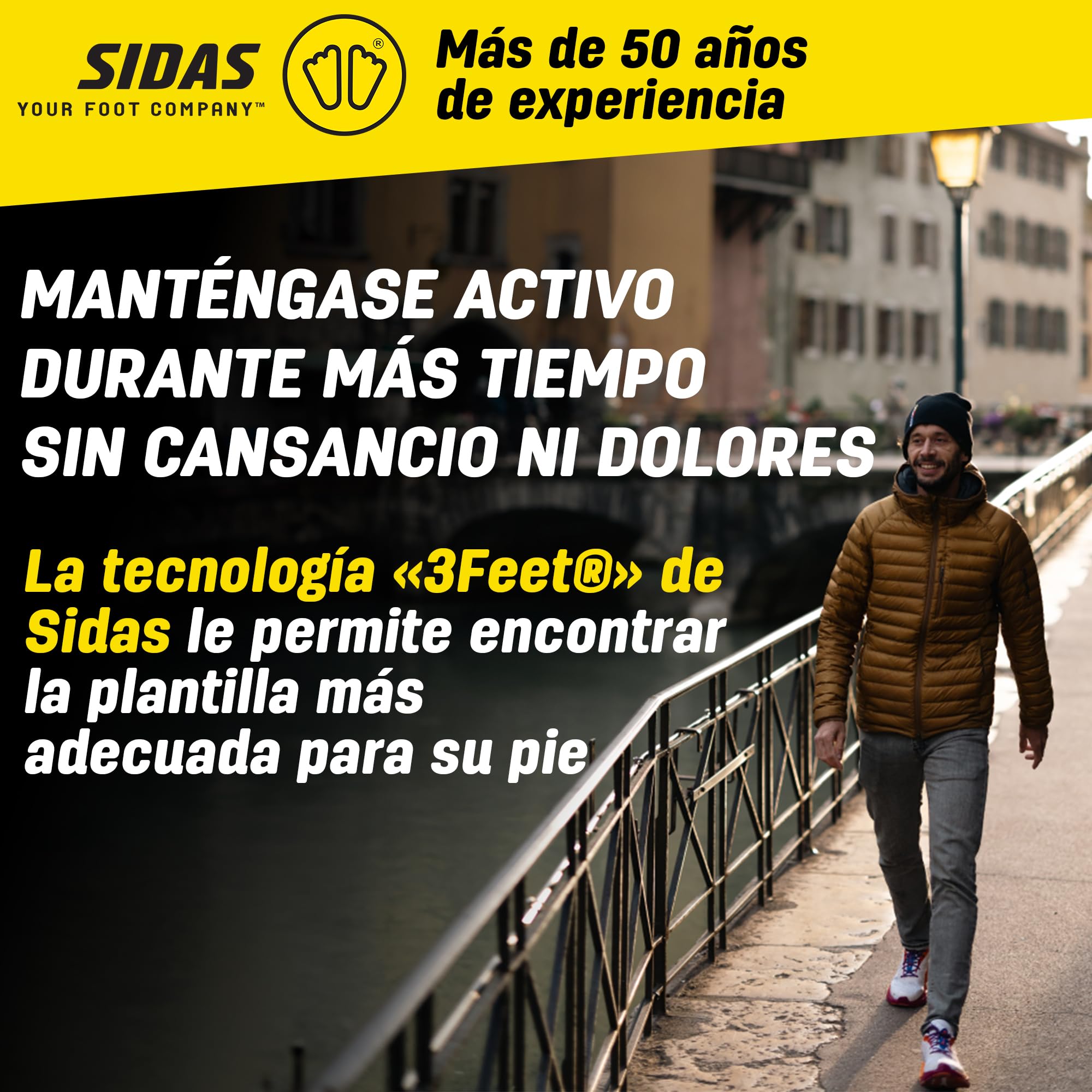 Sidas 3Feet Mid, Plantillas para arco media, Plantillas para calzado de diario y de trabajo, Confort duradero, Antibacterianas y transpirables, Plantillas para calzado de hombre y mujer