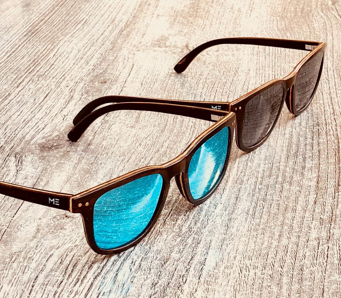 Wood Sunglasses with Polarized Lenses 100% UVA/UVB with Cleansing Kit and Hard Case
