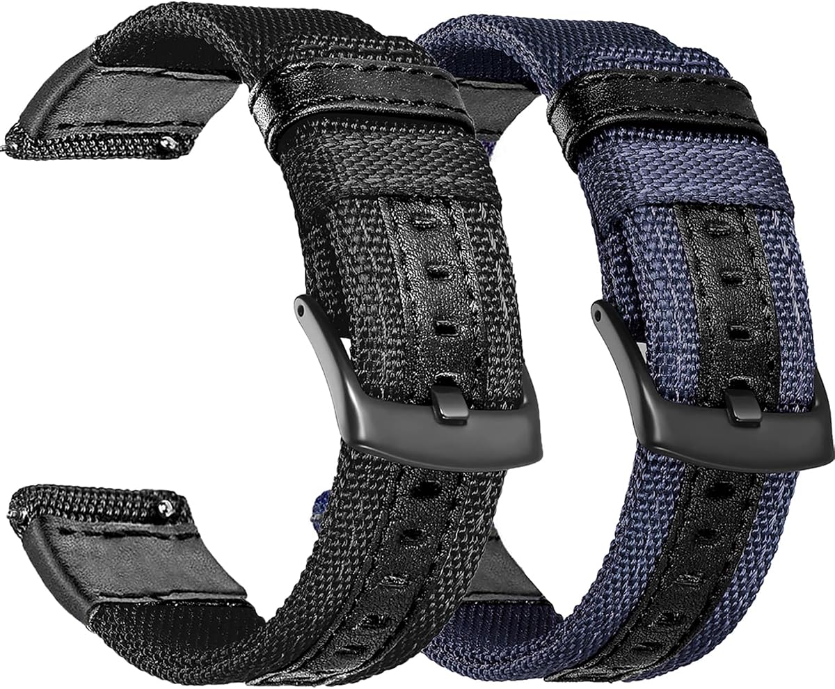 Compatible con pulseras Samsung Galaxy Watch 46mm 2019/Galaxy Watch 3 45mm/Gear S3 Frontier Classic Band, pulsera de recambio deportiva de nailon de 22mm para hombre mujer, paquete de 2