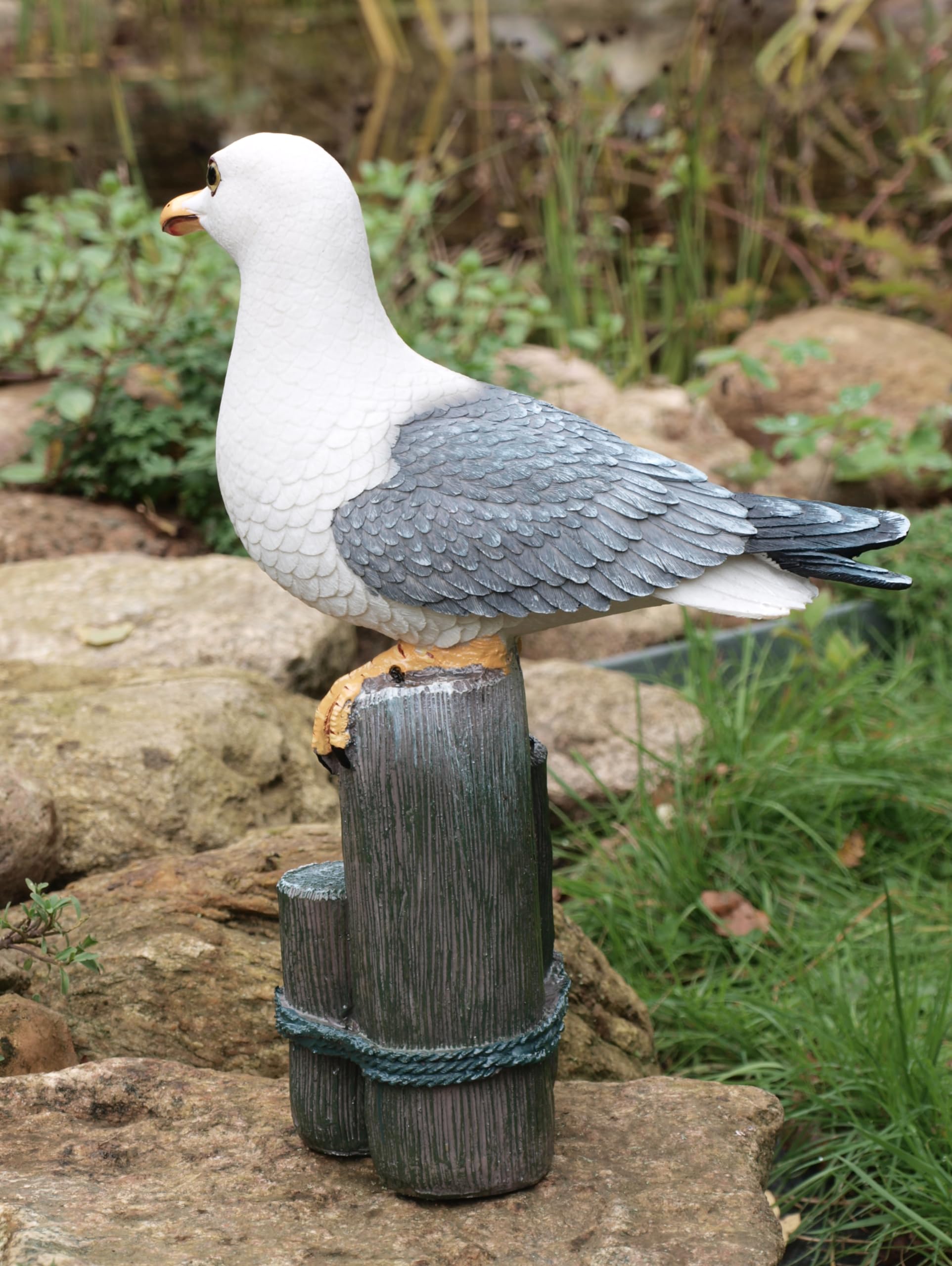 Generisch Decorative Seagull on 3 Bollard Height 33 cm Maritime