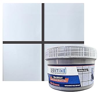 DESTINE Tile Grout (16 Colours) | Cement Based Tile Joint Filler | Crack Filler | (100 Gram) (Slate Grey)