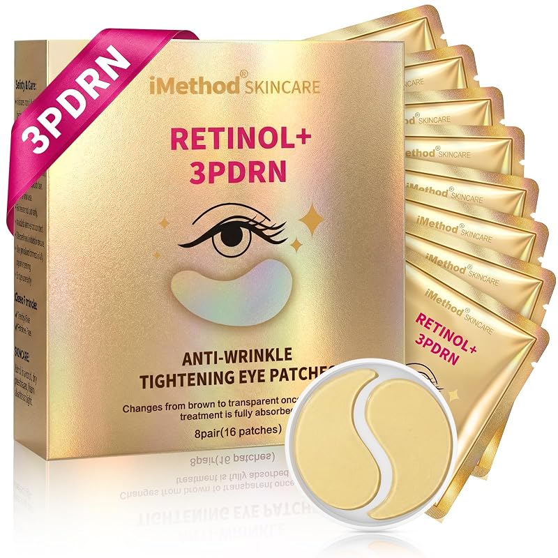 Adesivos de hidrogel para a região dos olhos iMethod com 3PDRN e retinol, ácido hialurônico e colágeno, 8 pares