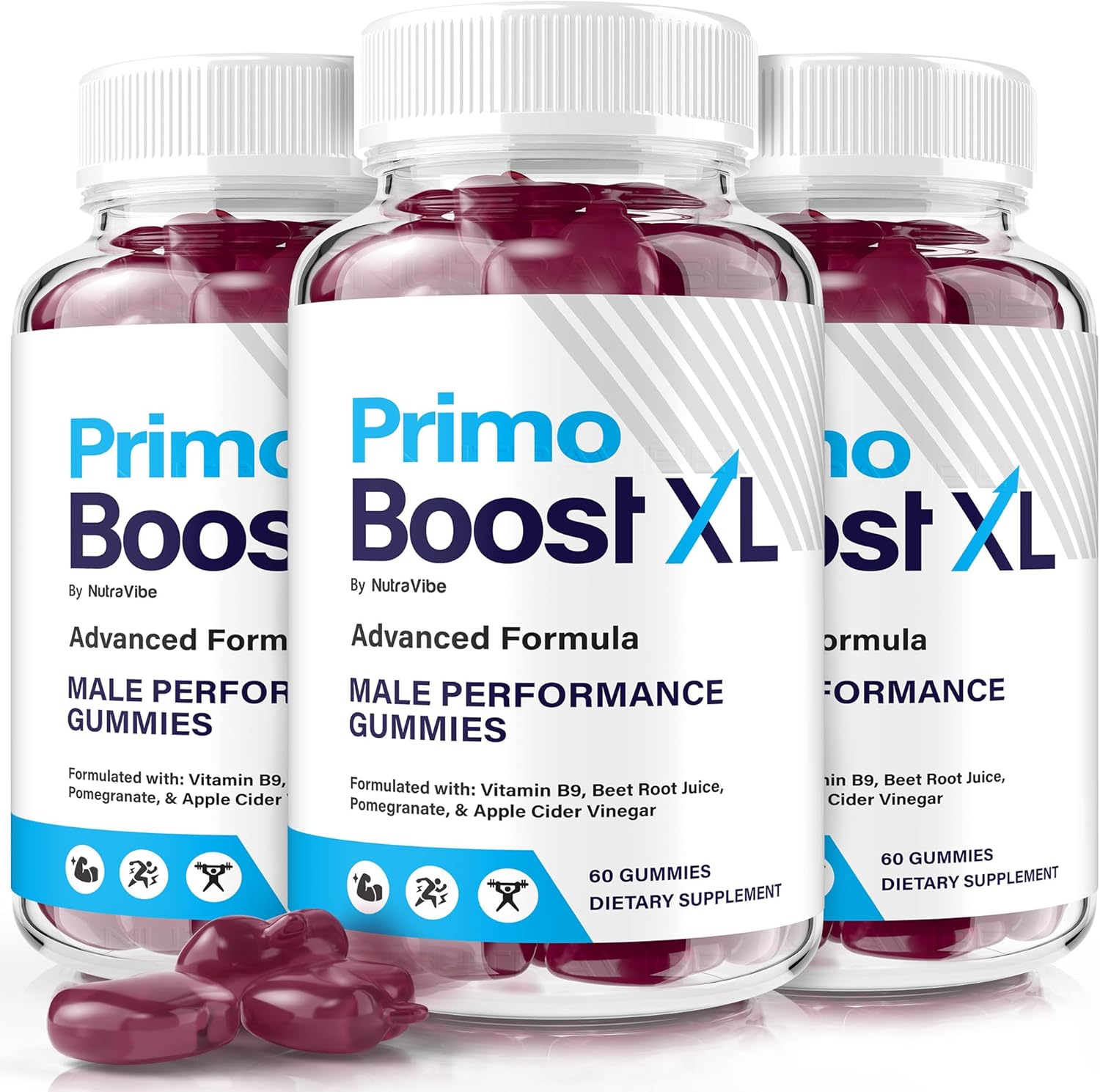(3 Pack) Primo Boost XL Gummies, Official PrimoBoost XL Performance Gummy | Great-Tasting Chewable Supplement for Lasting Stamina & Energy | Non-Habit Forming, Easy-To-Chew PrimoBoostXL (180 Gummies)