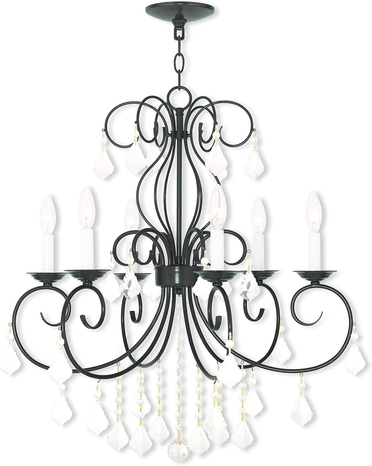 Livex Lighting 50766-92 English Bronze Chandelier with Clear Crystal Accents, 25.25" x 25.25" x 28.5"