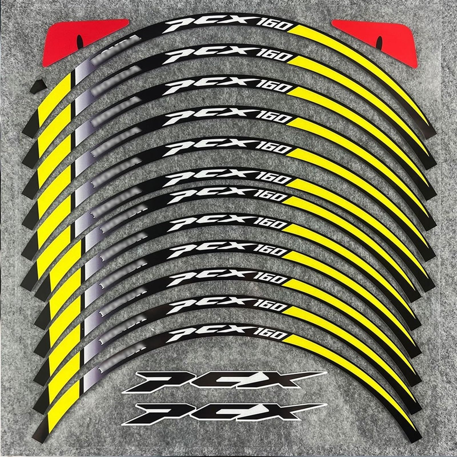 Motorcycle Front and Rear Tire Rim Reflective Decals Stickers for PCX160 Pcx 160 Wheel Rim Sticker(Color2)
