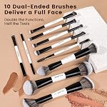 MAANGE 10 Pcs Makeup Brosse Set 20 dans 10 Brosses de maquillage à double extrémité pour la Fondation Contour Blush Mélangeur de masques de maquillage professionnel Set de brosse de maquillage (blanc)