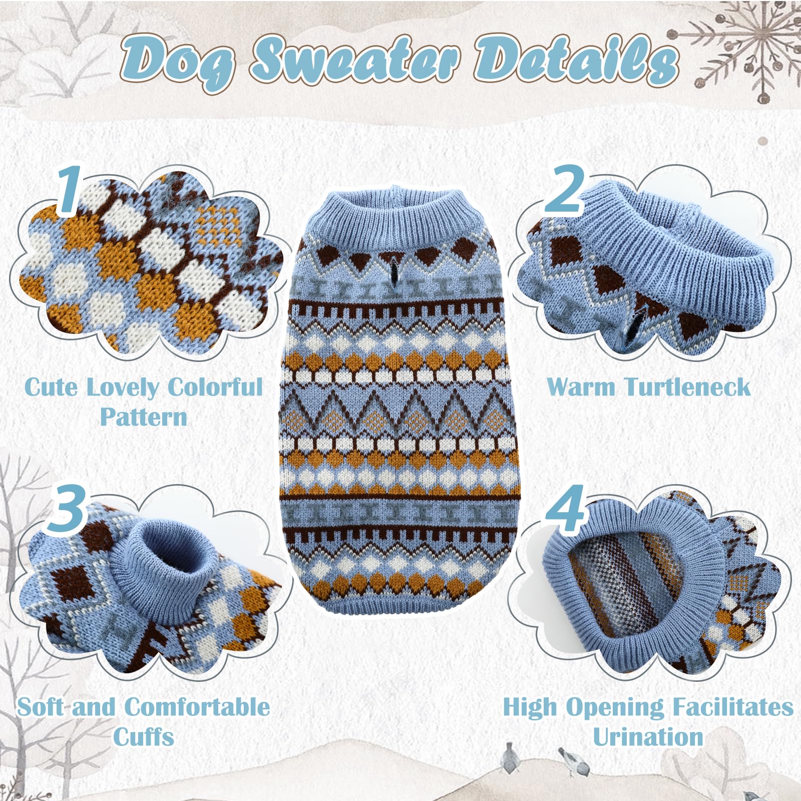 Hjumarayan Dog Jumper, Boho Dog Jumpers Small Medium Large, Knitted Christmas Sweater with Harness Hole - Image 3